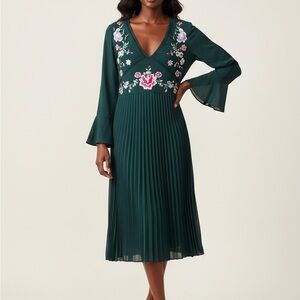 ASOS Elegant Green Floral Embroidered Dress
